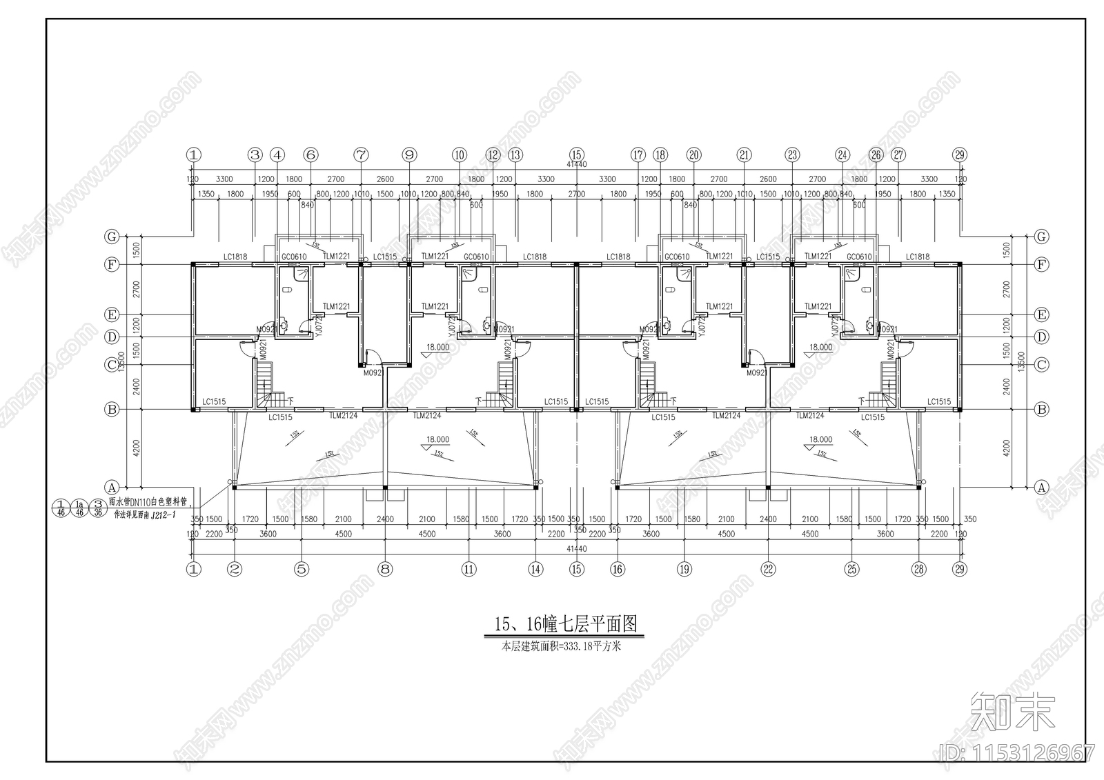 小区住宅建筑cad施工图下载【ID:1153126967】