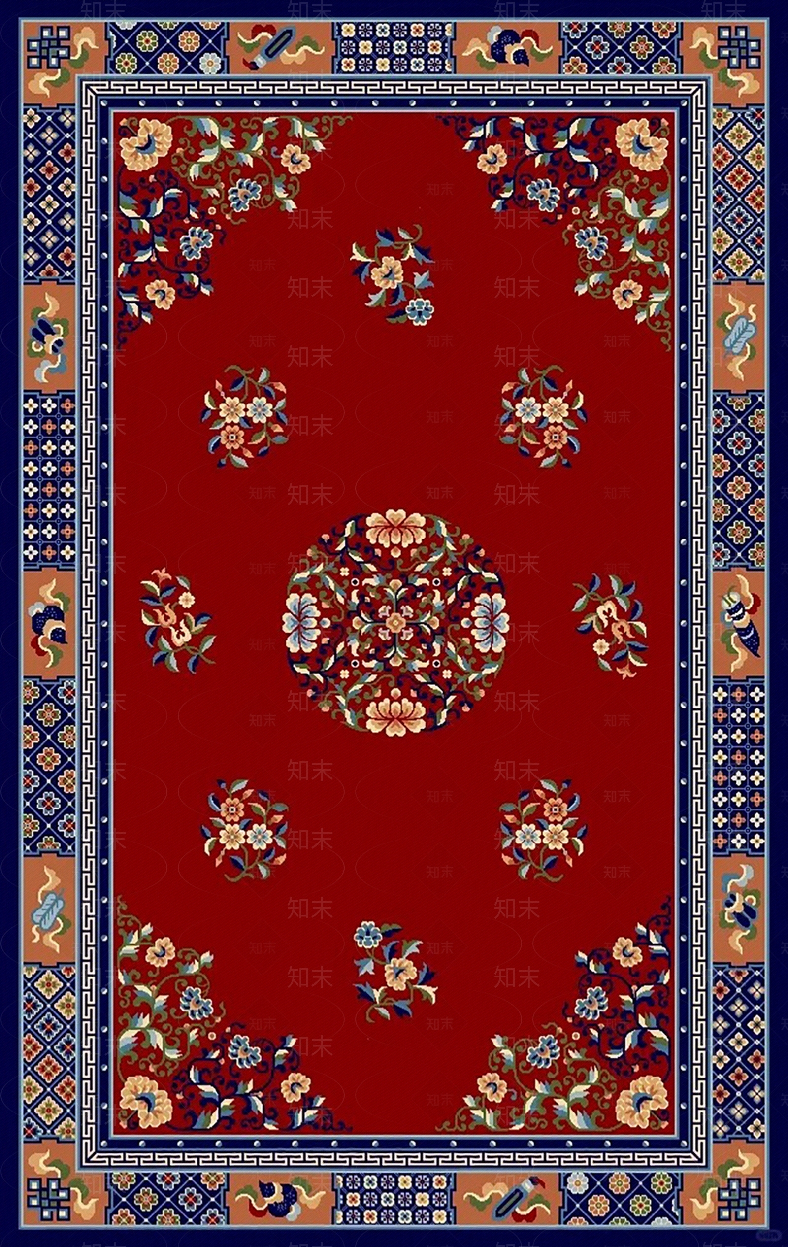 欧式复古花纹地毯贴图下载【ID:1153129658】