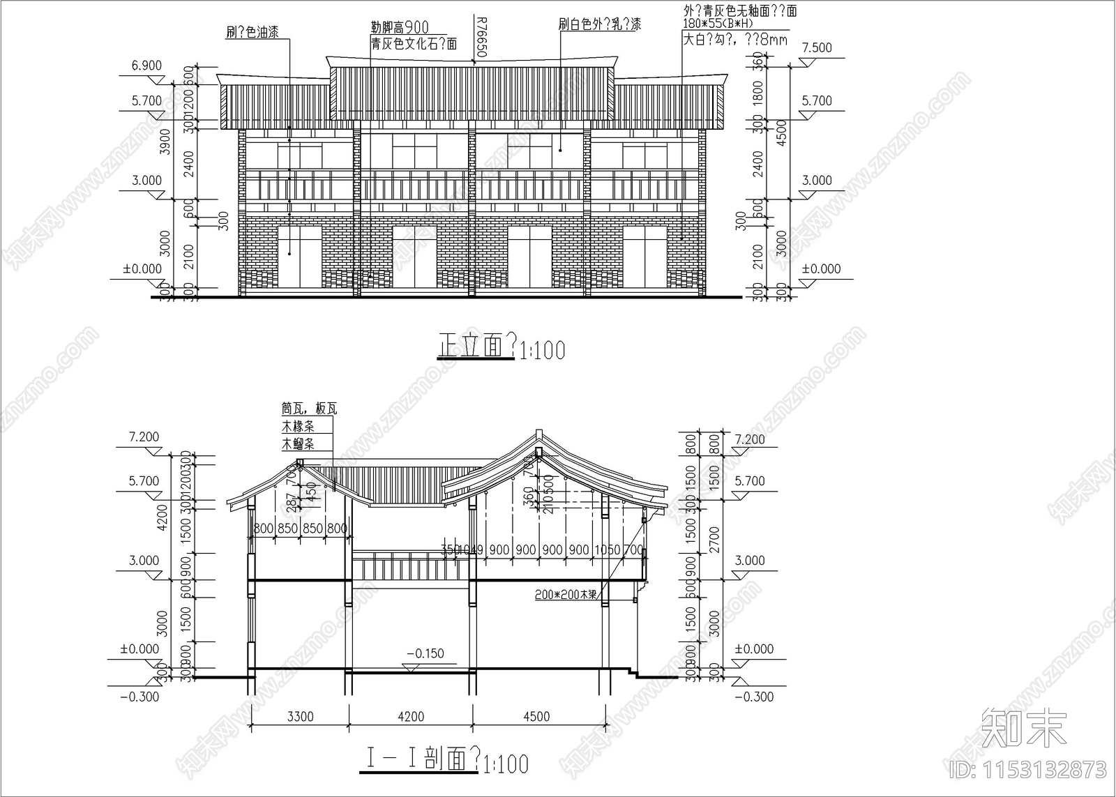 李白故居风景区仿唐民居建筑cad施工图下载【ID:1153132873】