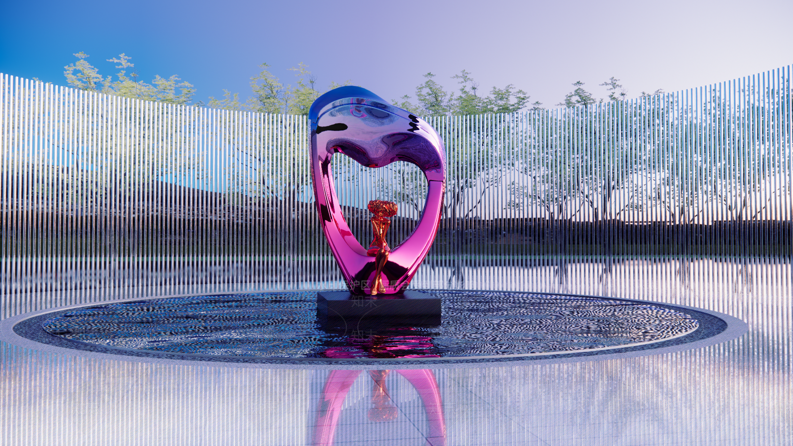 现代爱心人物雕塑小品SU模型下载【ID:1153133075】