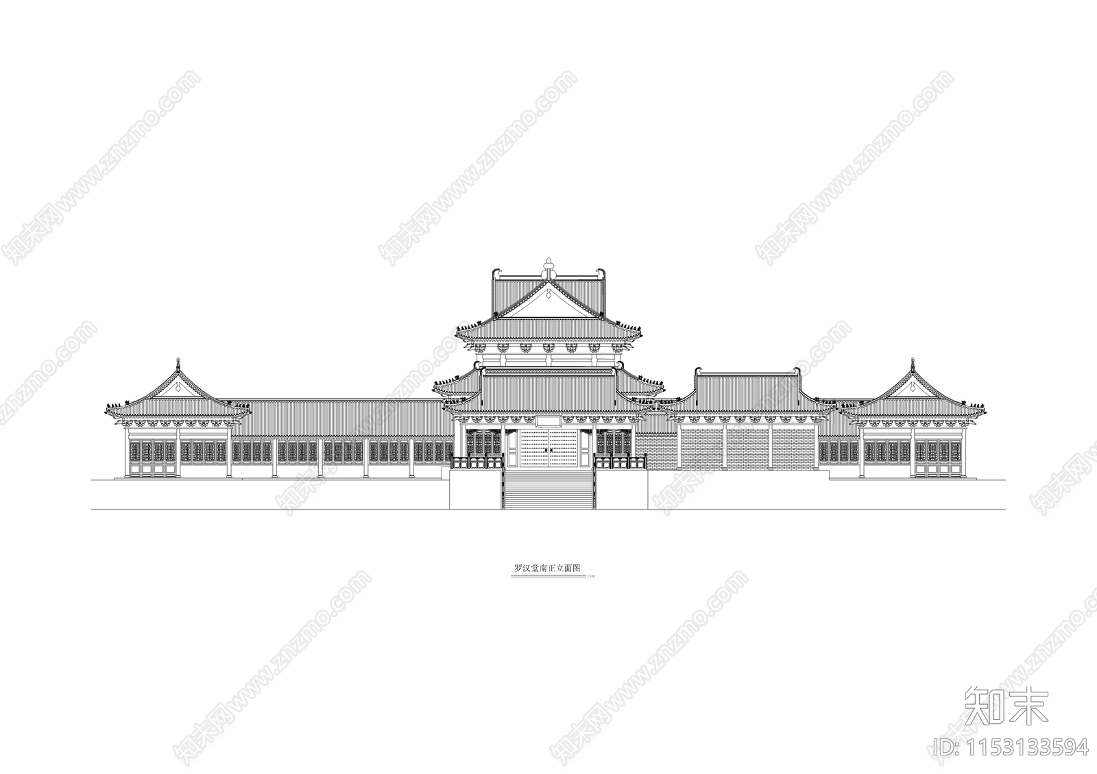 罗汉堂建筑cad施工图下载【ID:1153133594】