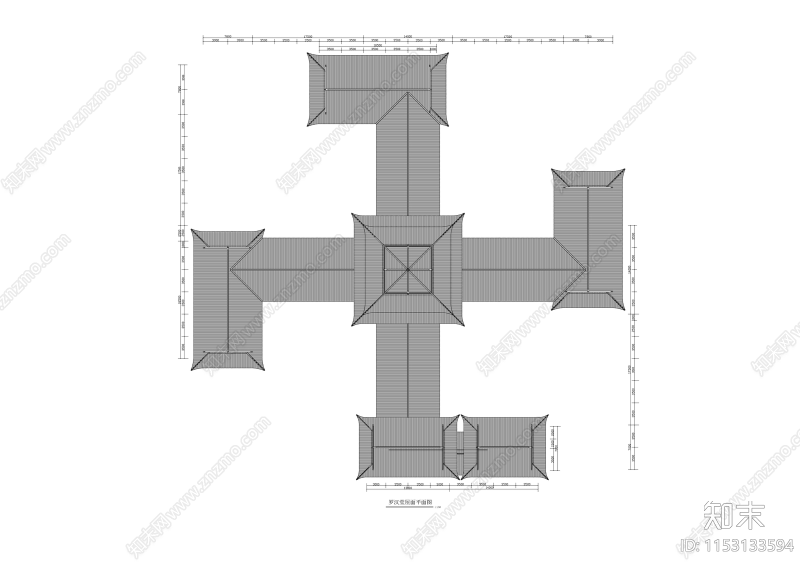 罗汉堂建筑cad施工图下载【ID:1153133594】