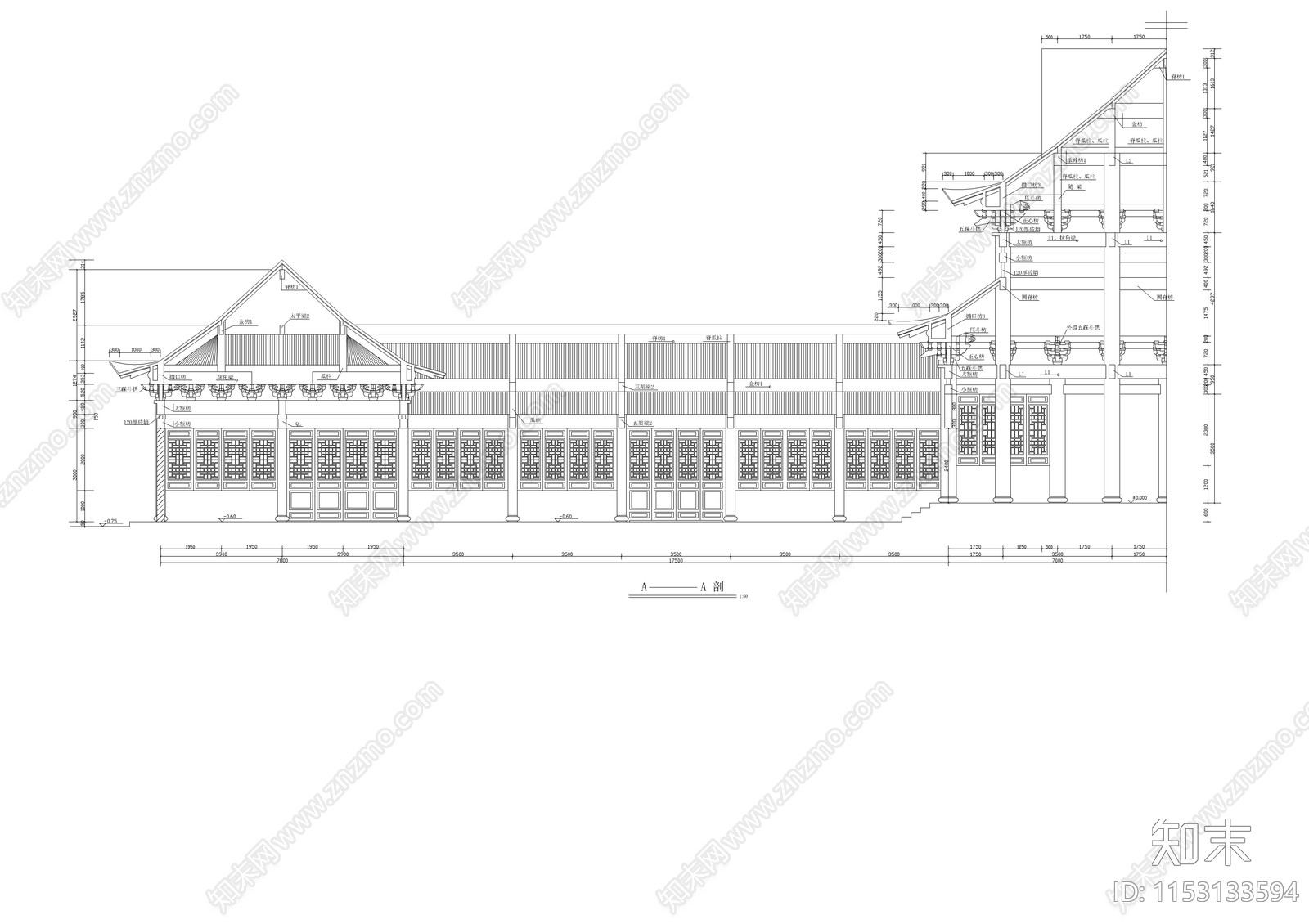 罗汉堂建筑cad施工图下载【ID:1153133594】