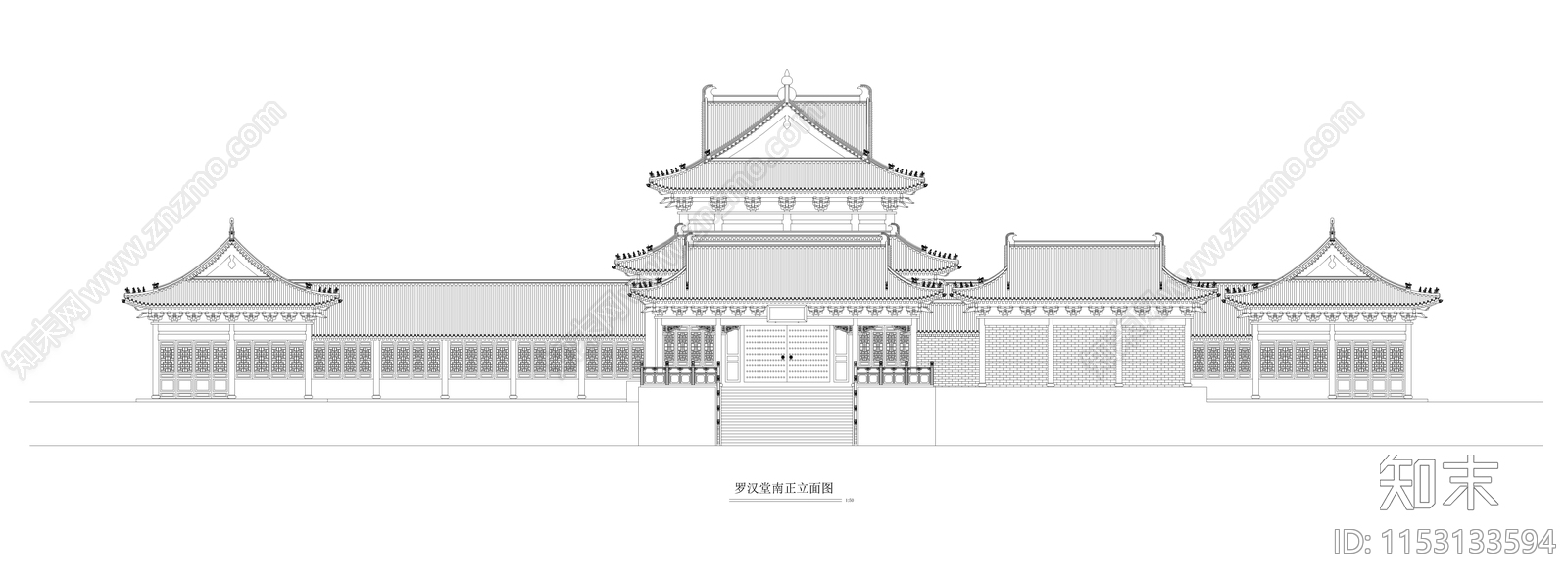 罗汉堂建筑cad施工图下载【ID:1153133594】