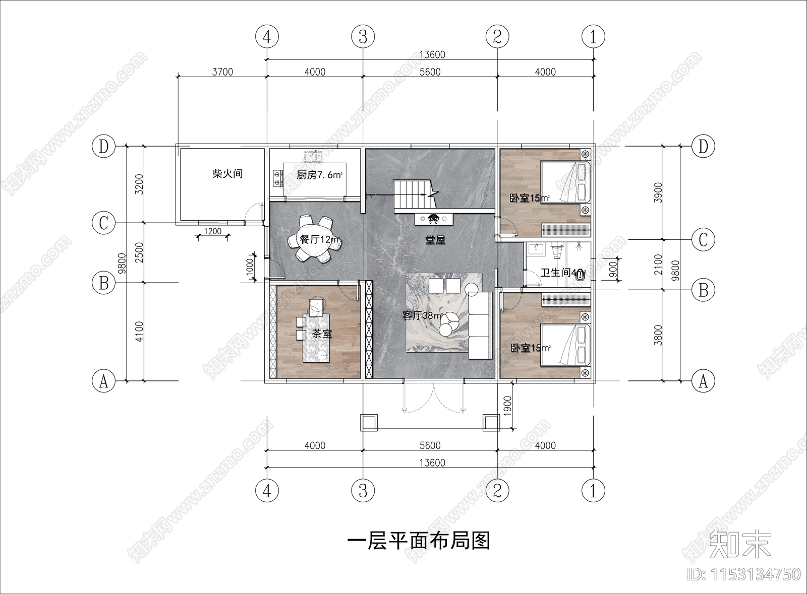 400㎡三层自建房平面布置图施工图下载【ID:1153134750】