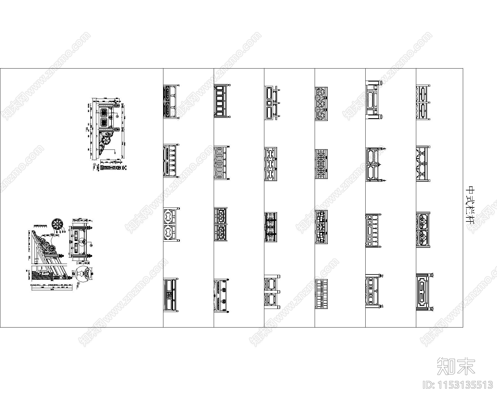 现代室内综合家具图库cad施工图下载【ID:1153135513】