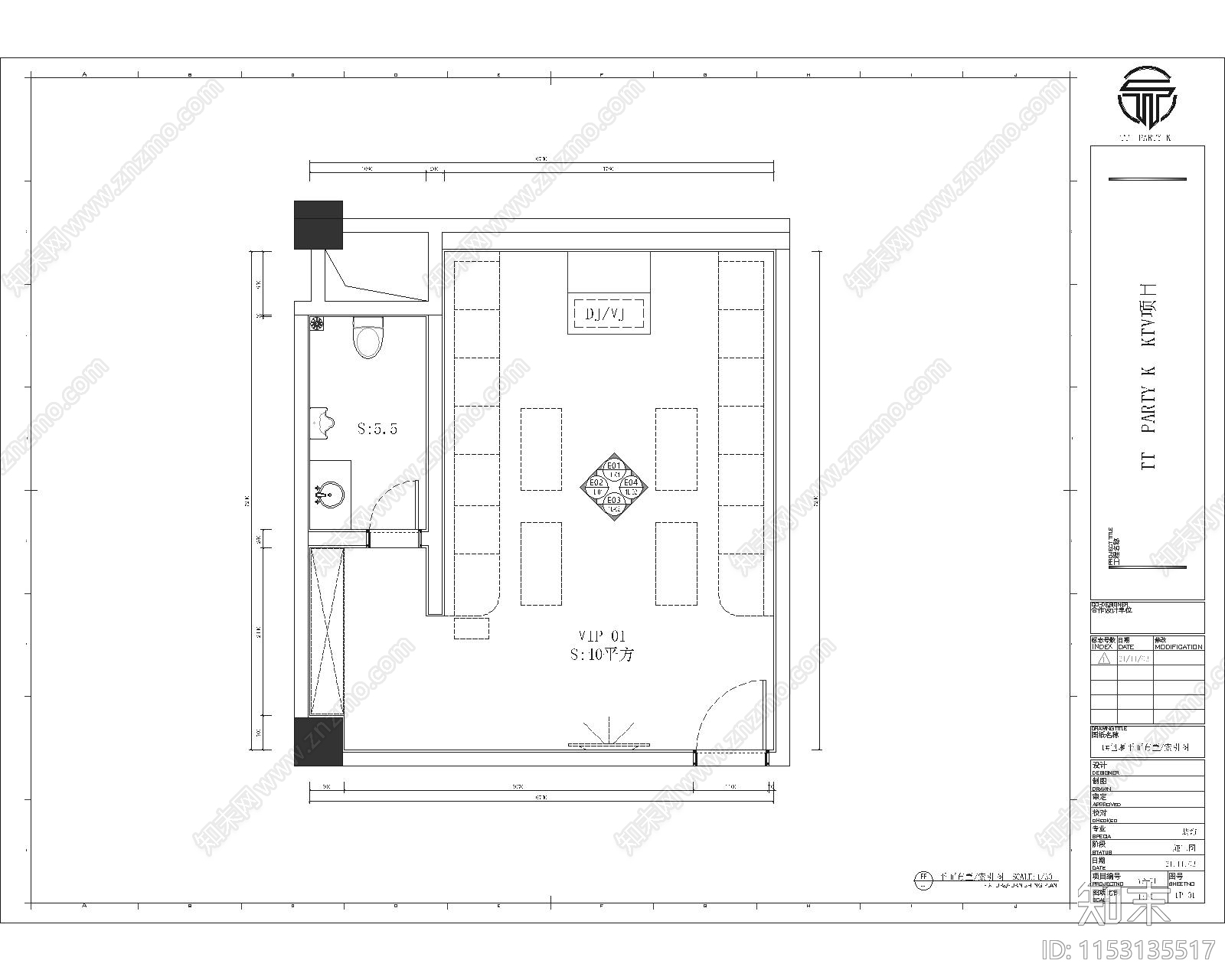 KTV室内cad施工图下载【ID:1153135517】