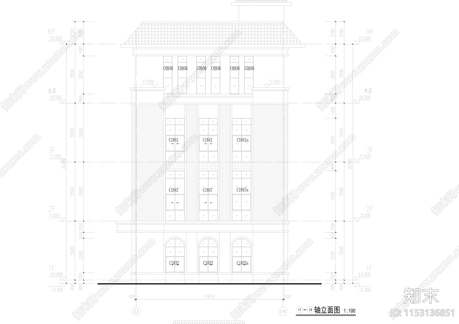 中学实训楼建筑cad施工图下载【ID:1153136851】