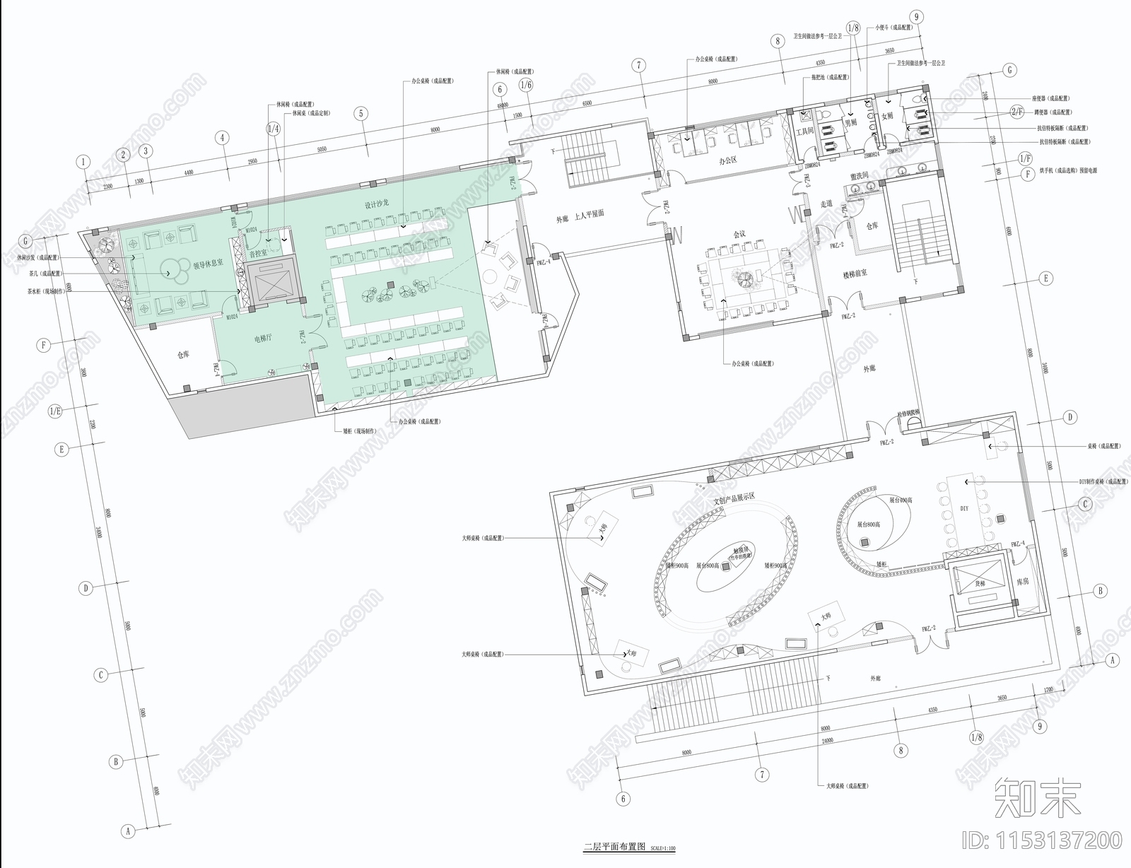 竹艺文化办公楼建筑cad施工图下载【ID:1153137200】