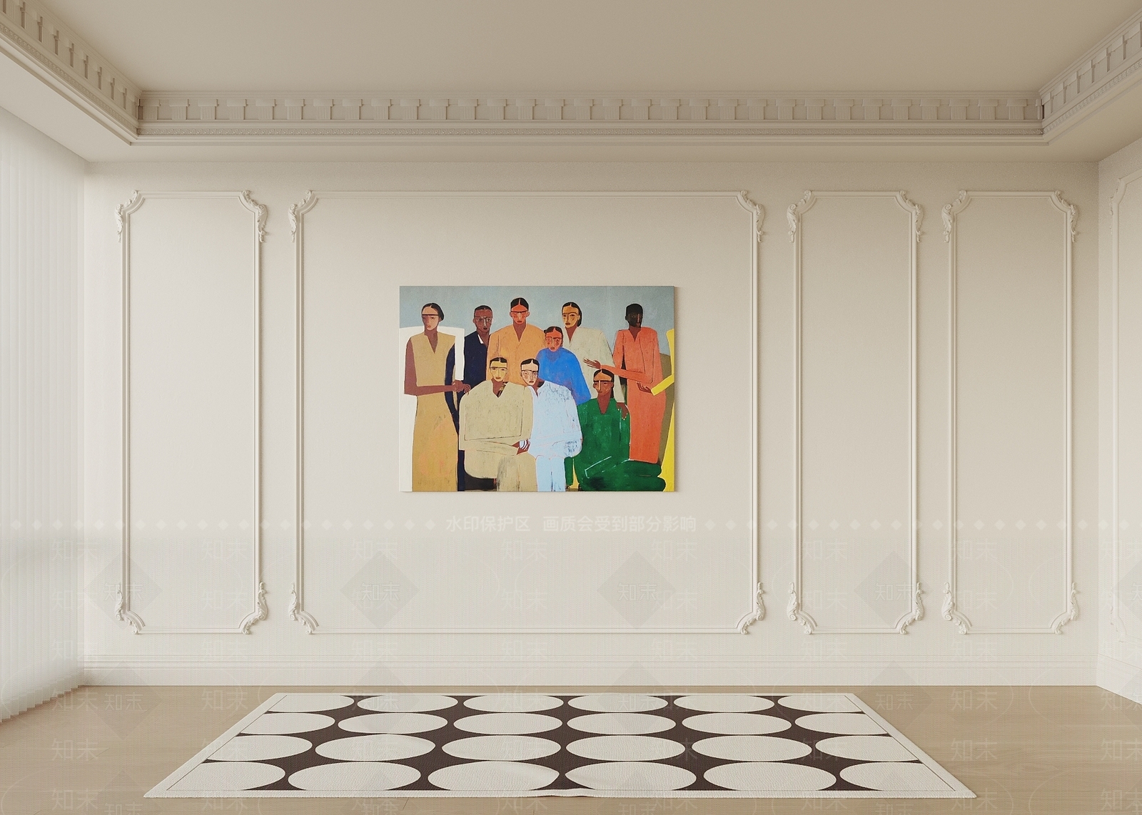 法式石膏线背景墙3D模型下载【ID:1153136959】