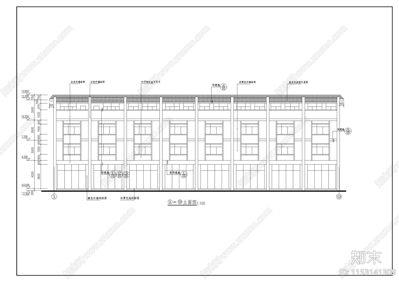 商业街商铺建筑cad施工图下载【ID:1153141309】