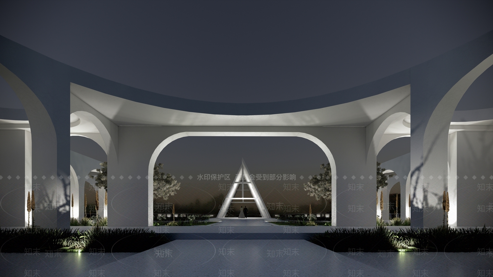 现代教堂建筑SU模型下载【ID:1153143407】