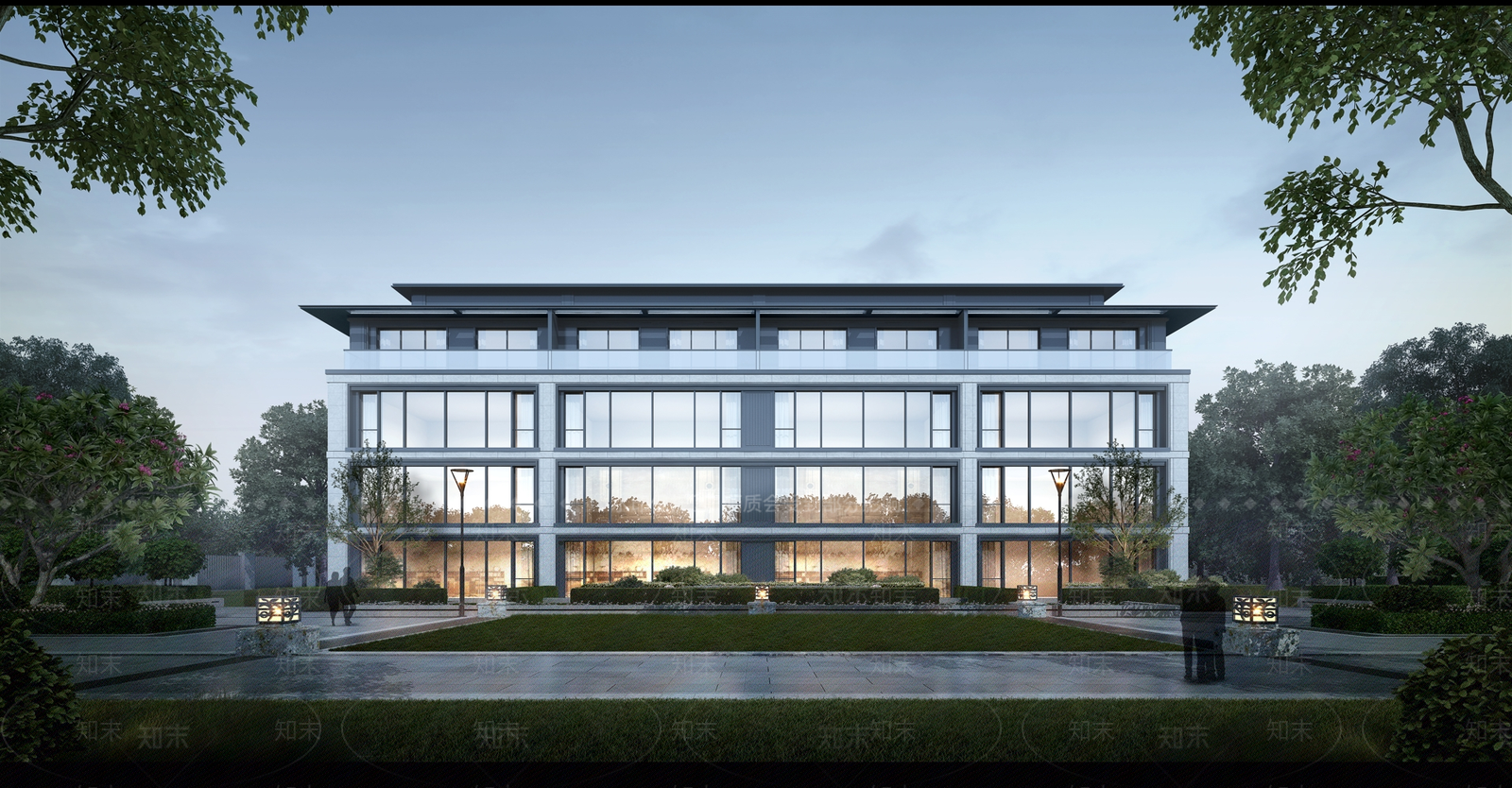 绿城现代小区建筑SU模型下载【ID:1153227559】
