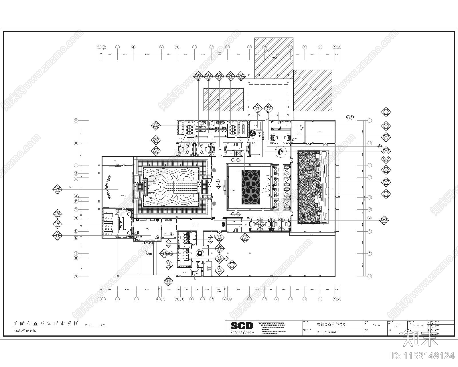 售楼中心室内cad施工图下载【ID:1153149124】