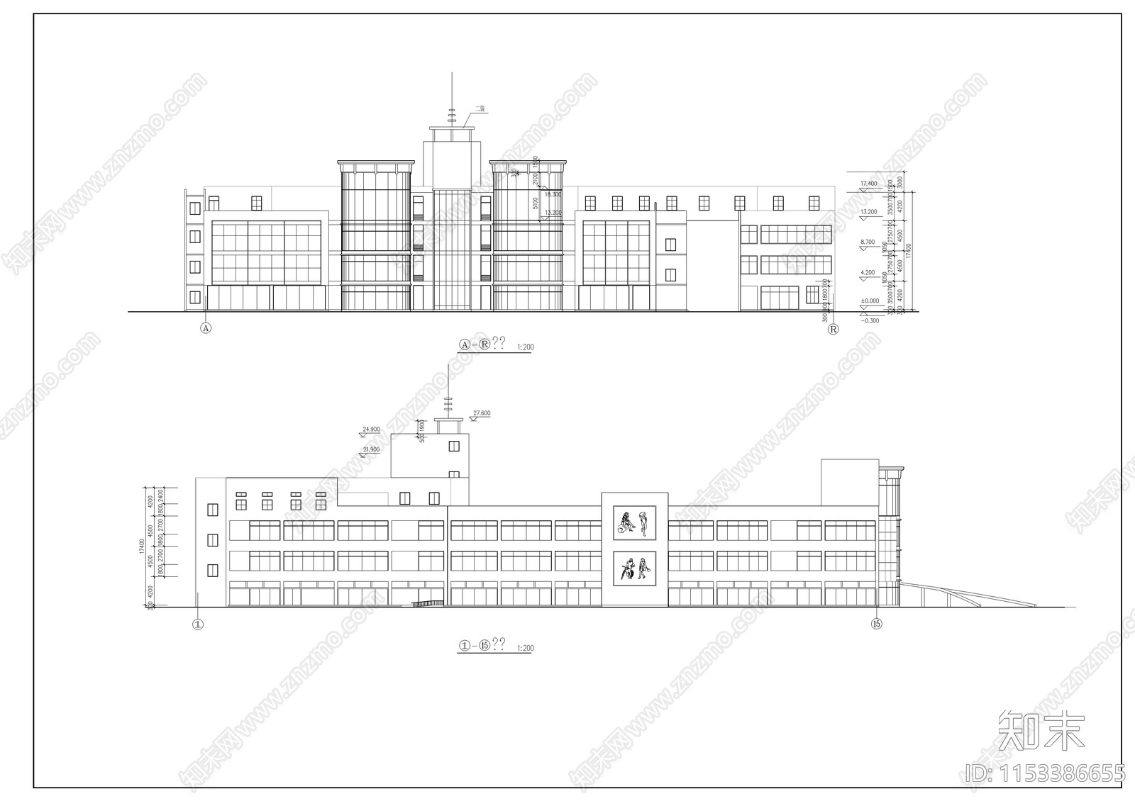 商业广场建筑图cad施工图下载【ID:1153386655】