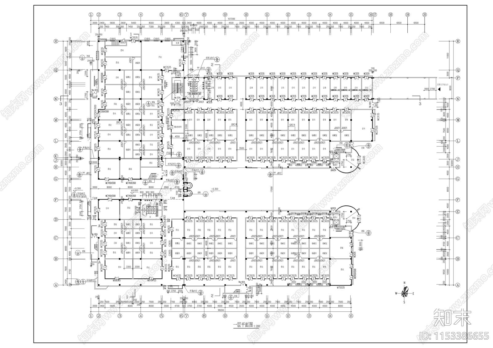 商业广场建筑图cad施工图下载【ID:1153386655】