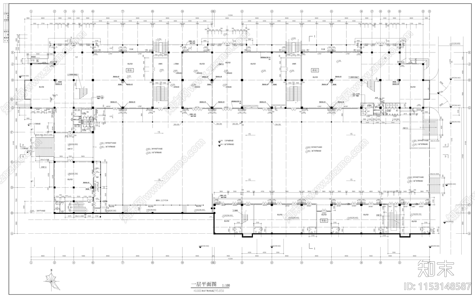 商业街建筑cad施工图下载【ID:1153148587】