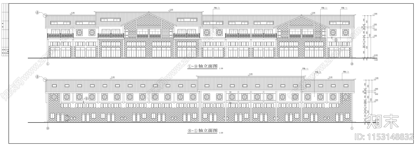 商业街建筑cad施工图下载【ID:1153148832】