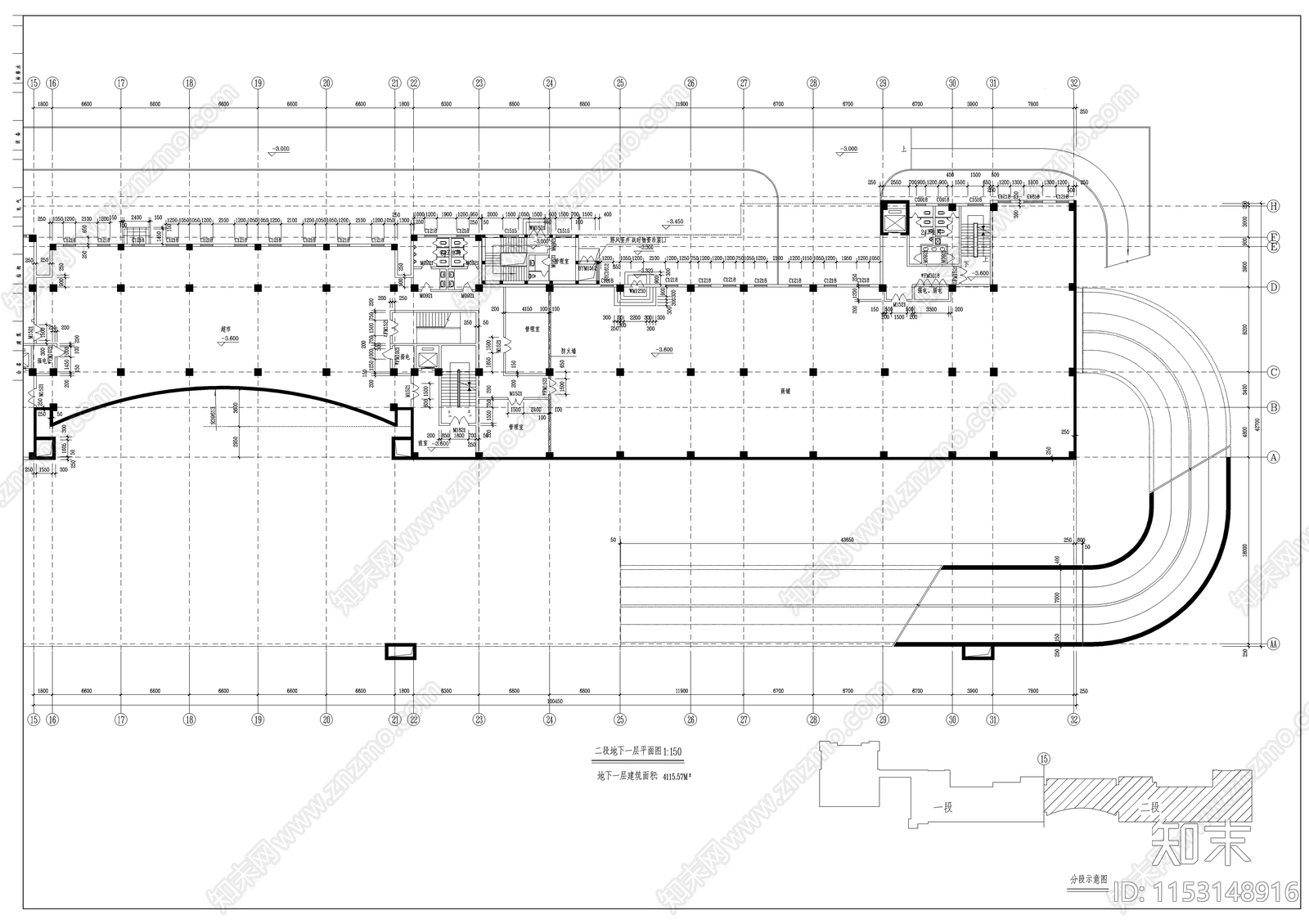 商业街建筑cad施工图下载【ID:1153148916】