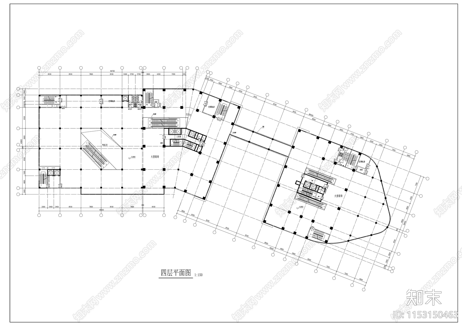 商业写字楼建筑cad施工图下载【ID:1153150463】