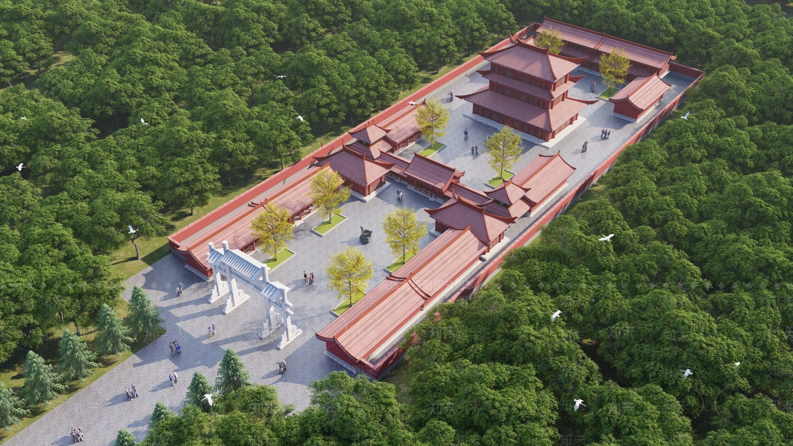 中式寺庙建筑SU模型下载【ID:1153151009】