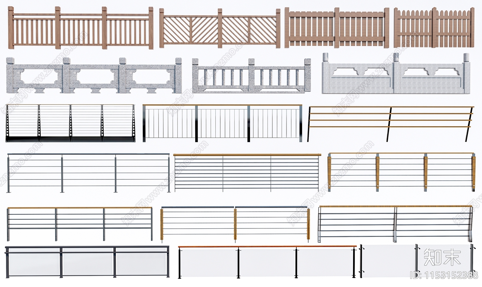 现代栏杆3D模型下载【ID:1153152388】