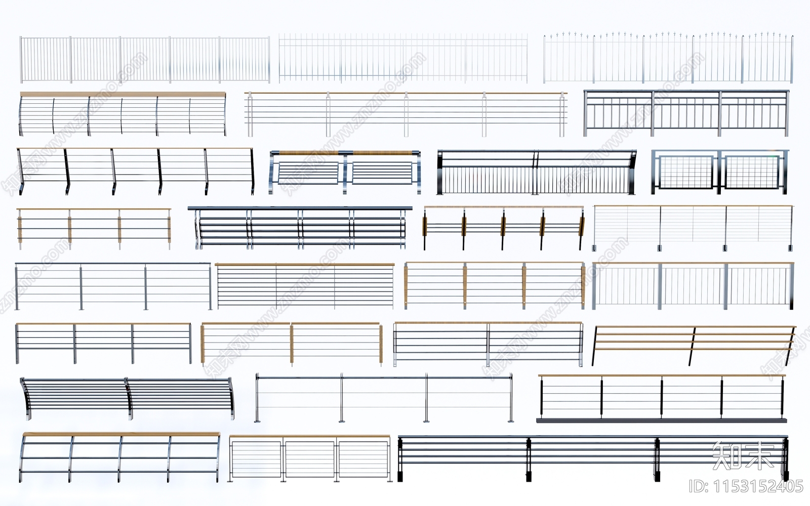 现代栏杆3D模型下载【ID:1153152405】
