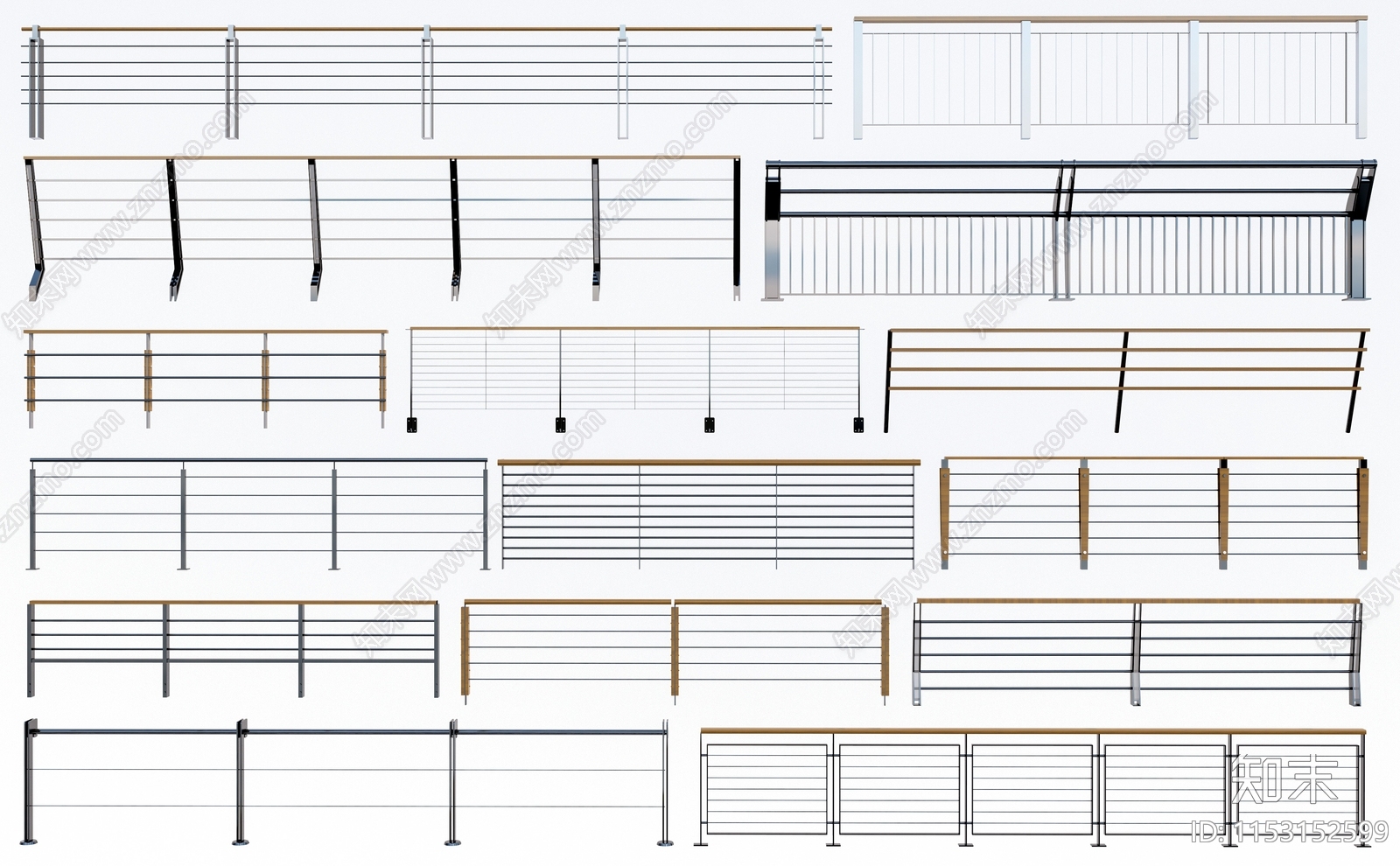 现代栏杆3D模型下载【ID:1153152599】