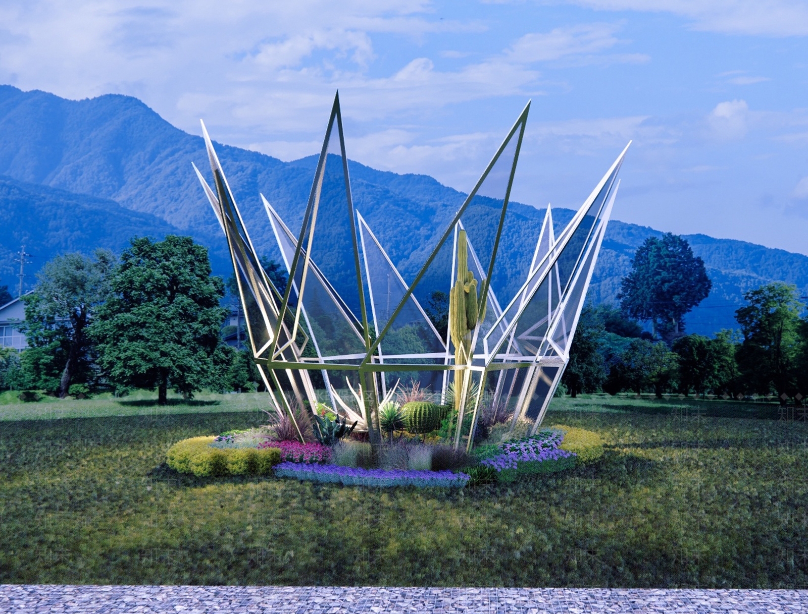 现代公共艺术展示雕塑小品SU模型下载【ID:1153157479】