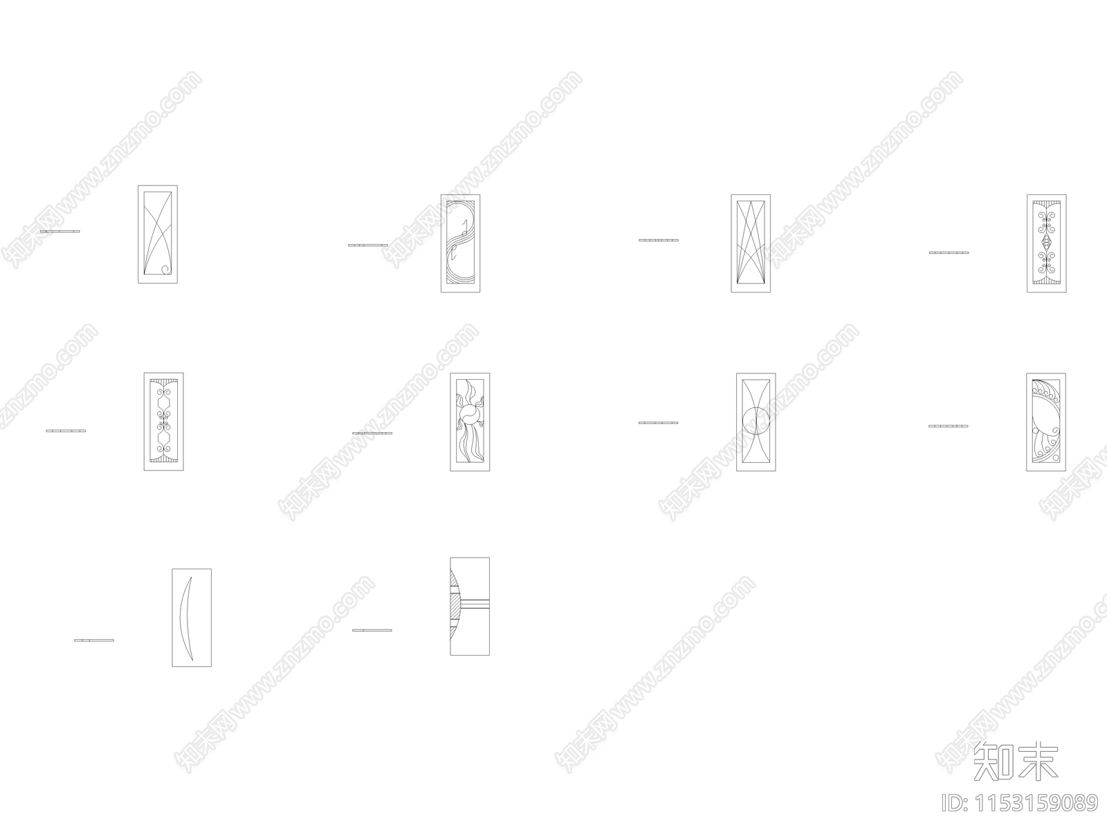 现代弧度纹理隔断图库cad施工图下载【ID:1153159089】