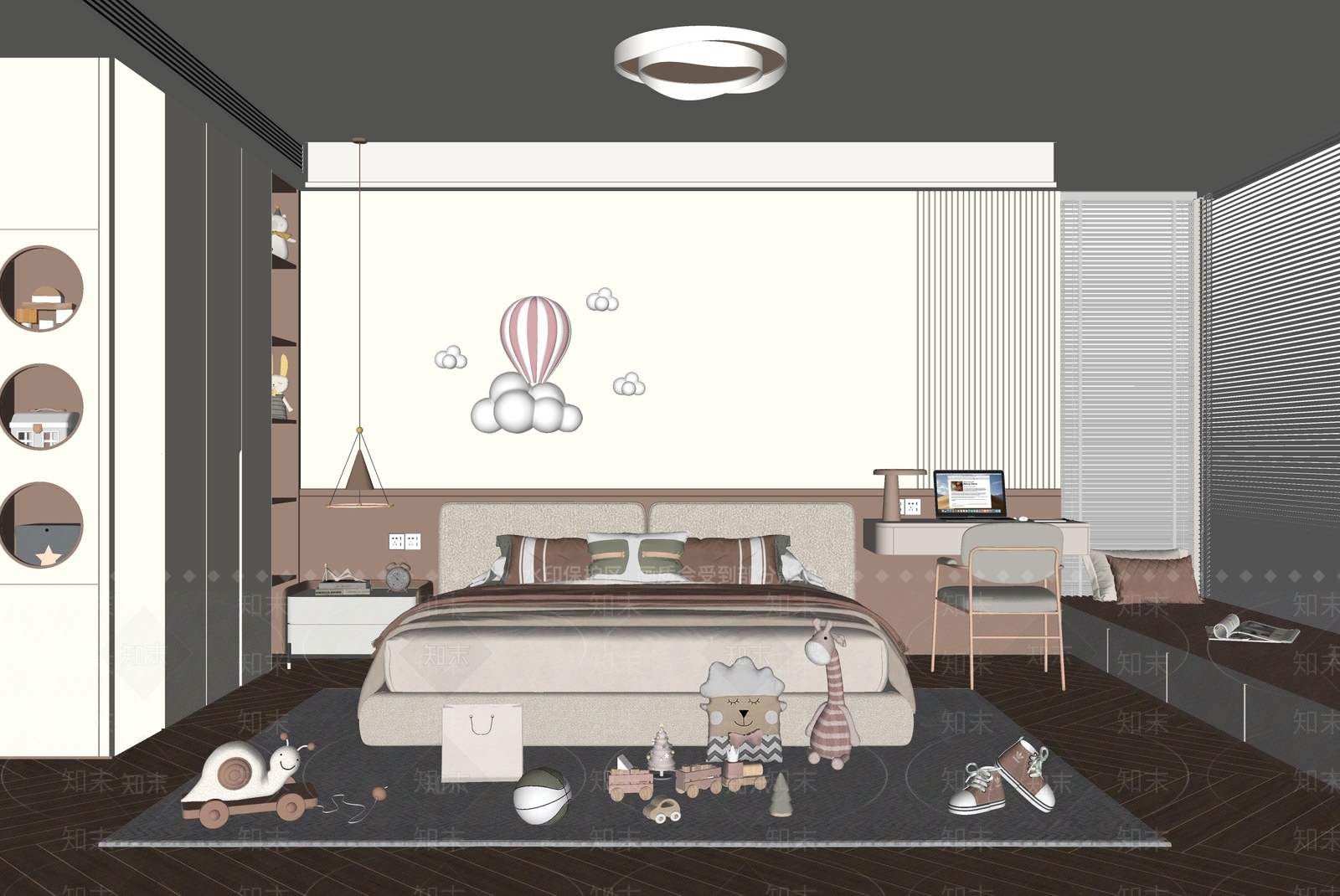 现代女孩儿童房SU模型下载【ID:1153164640】