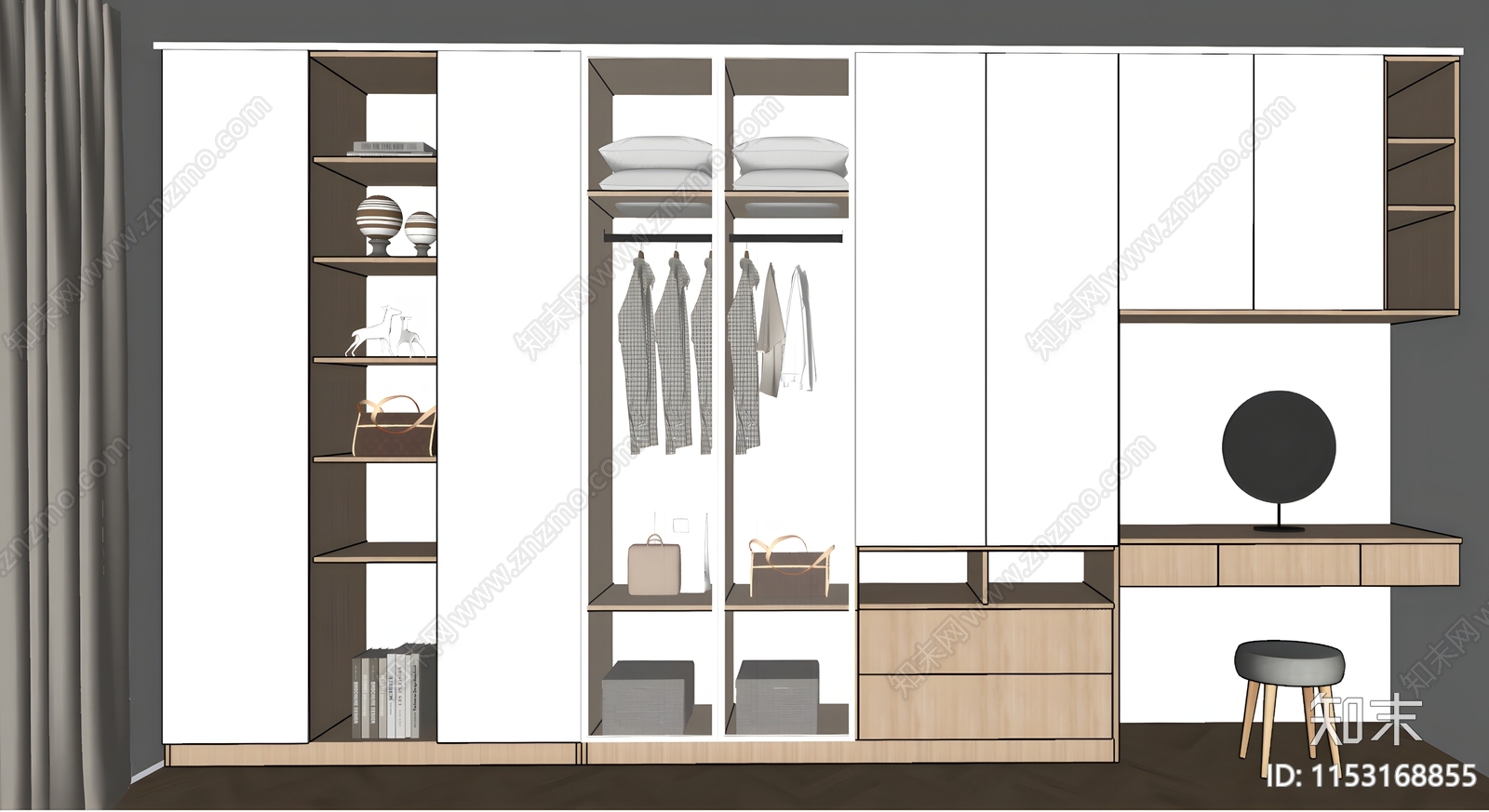 现代风衣柜SU模型下载【ID:1153168855】