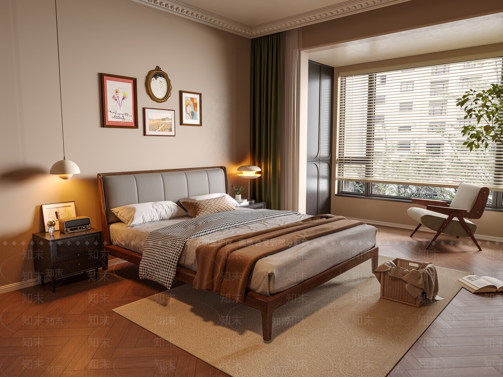 软包靠背双人床双人床3D模型下载【ID:1227476304】