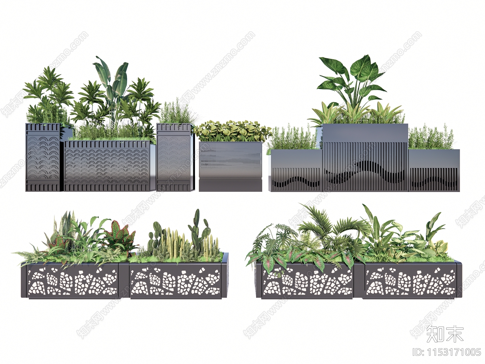 植物组合花箱SU模型下载【ID:1153171005】