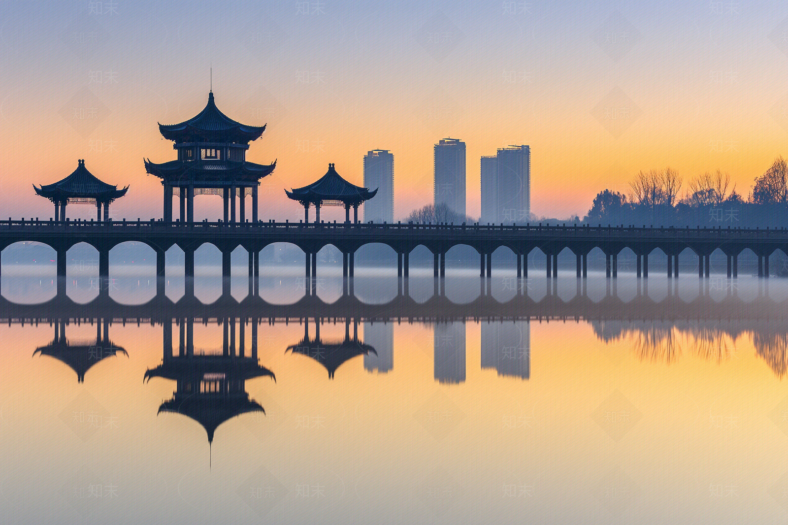 人工湖仿古建筑自然风景贴图下载【ID:1153176756】