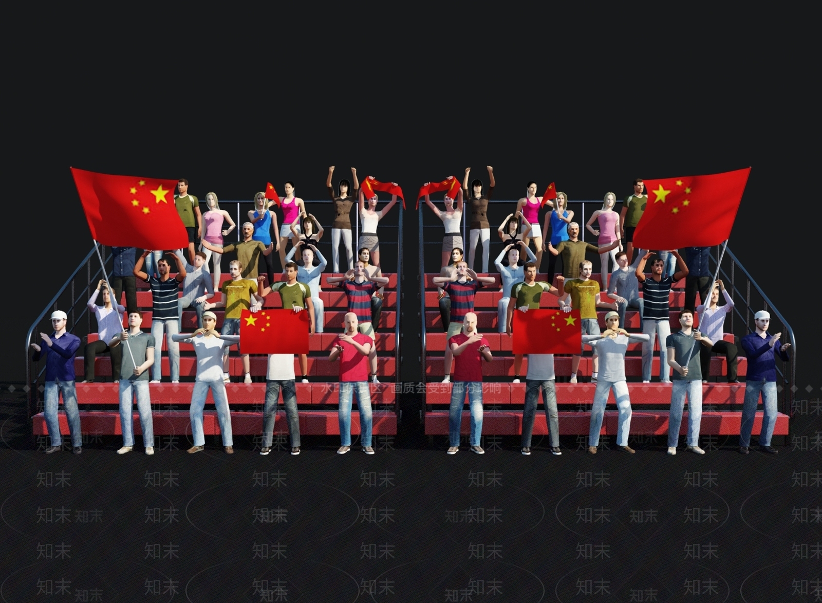 拉拉队人物组合3D模型下载【ID:1153179127】