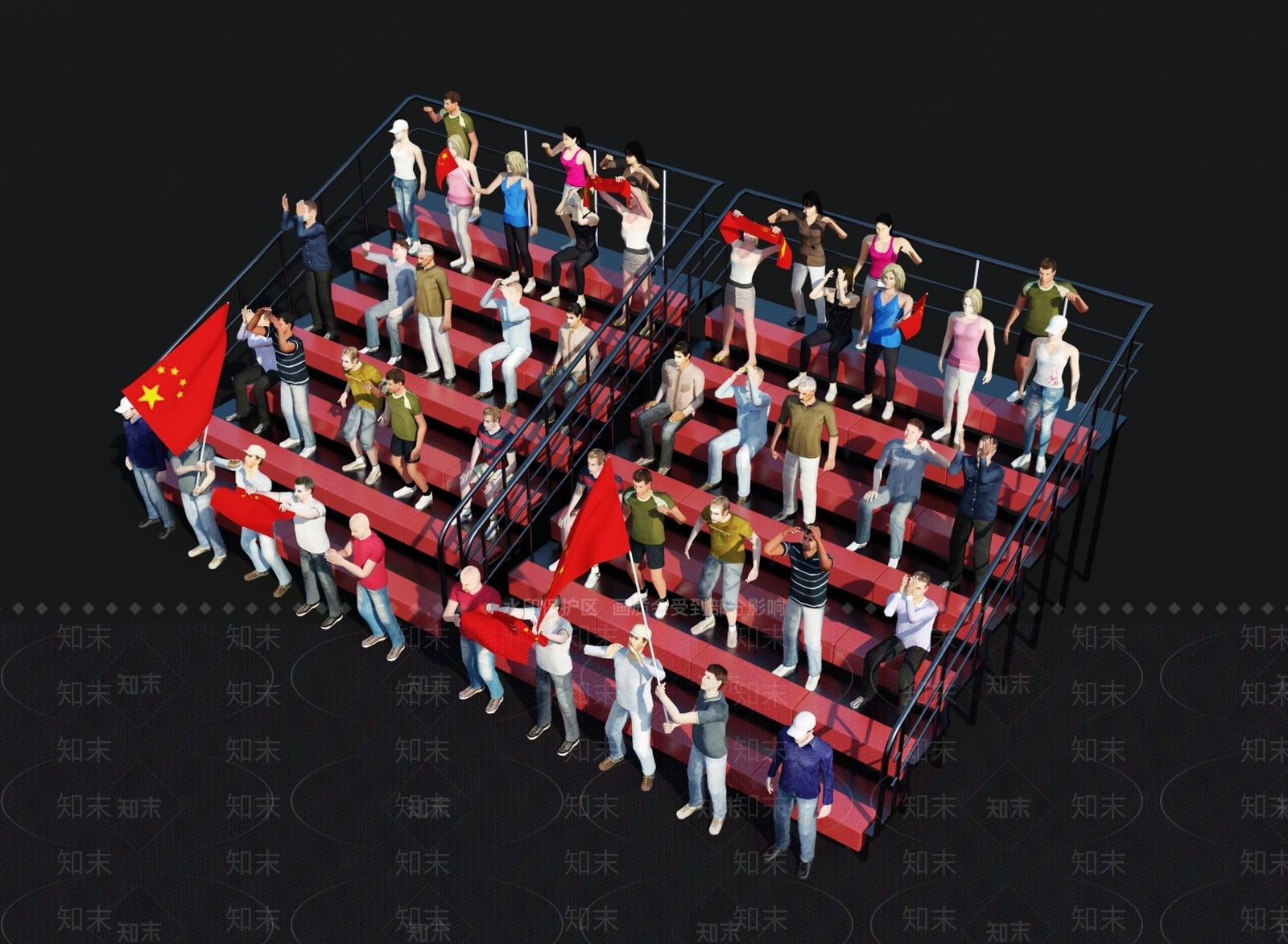 拉拉队人物组合3D模型下载【ID:1153179127】