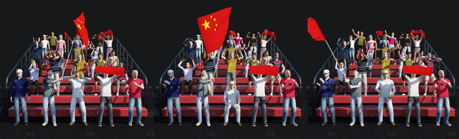 拉拉队人物组合3D模型下载【ID:1153179127】