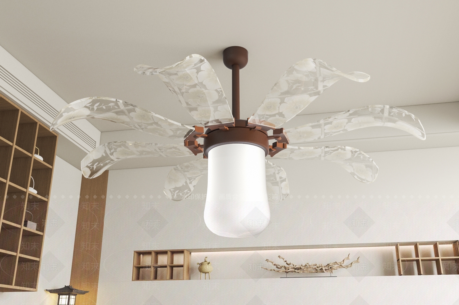 美式风扇吊灯SU模型下载【ID:1153181270】