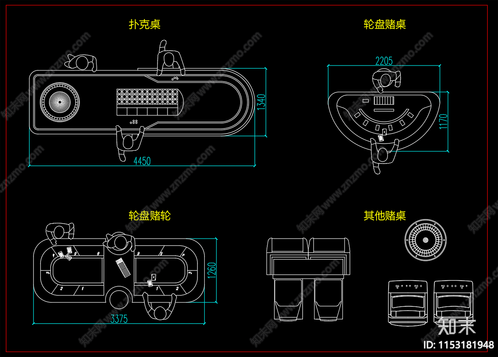 扑克桌施工图下载【ID:1153181948】