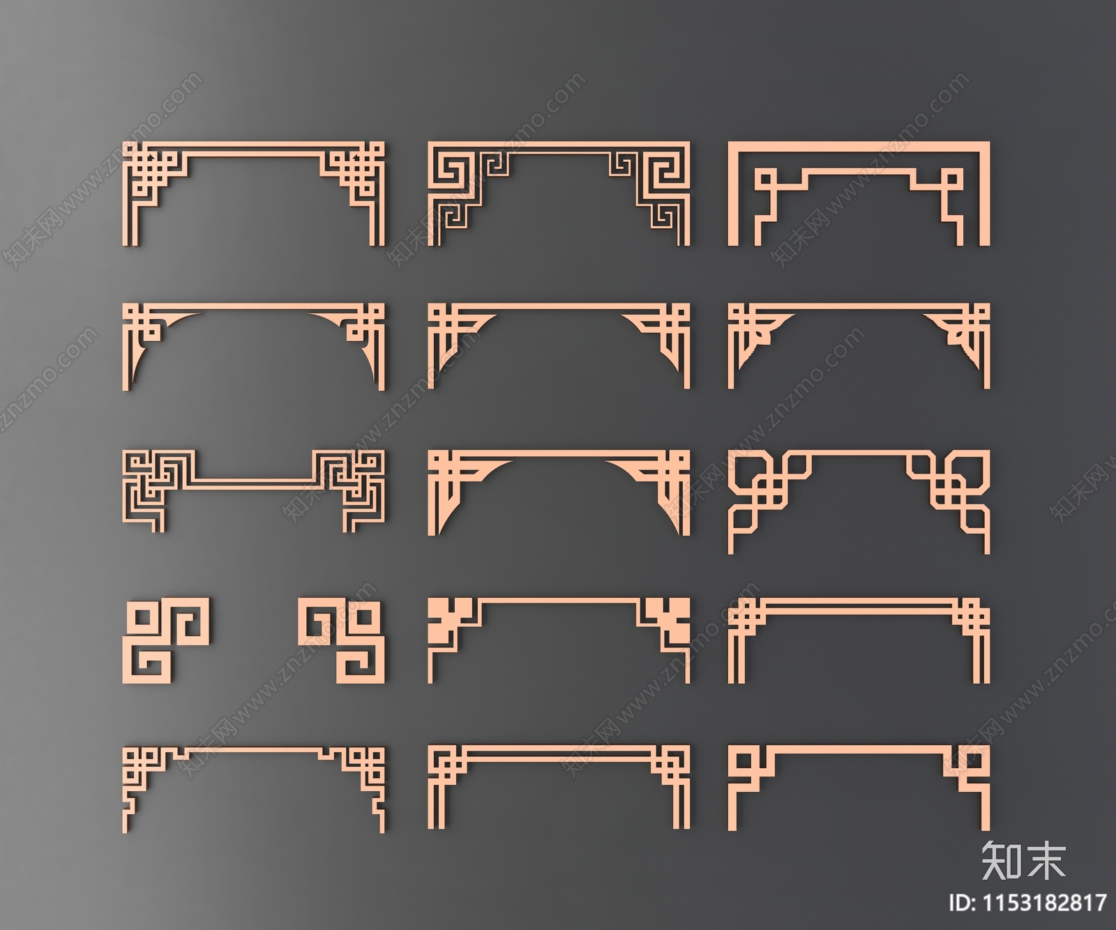 新中式雕花组合3D模型下载【ID:1153182817】