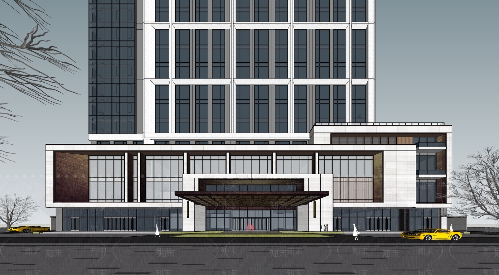 现代酒店建筑SU模型草图