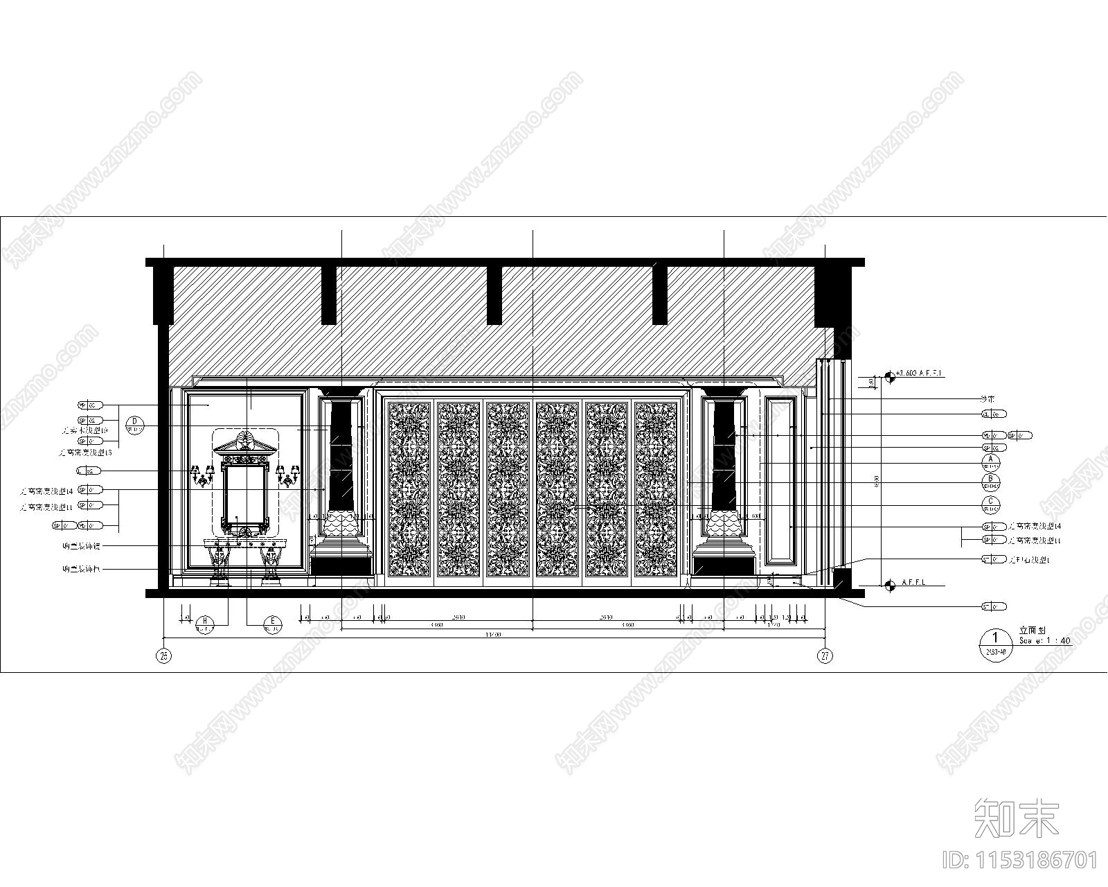 西餐厅室内cad施工图下载【ID:1153186701】