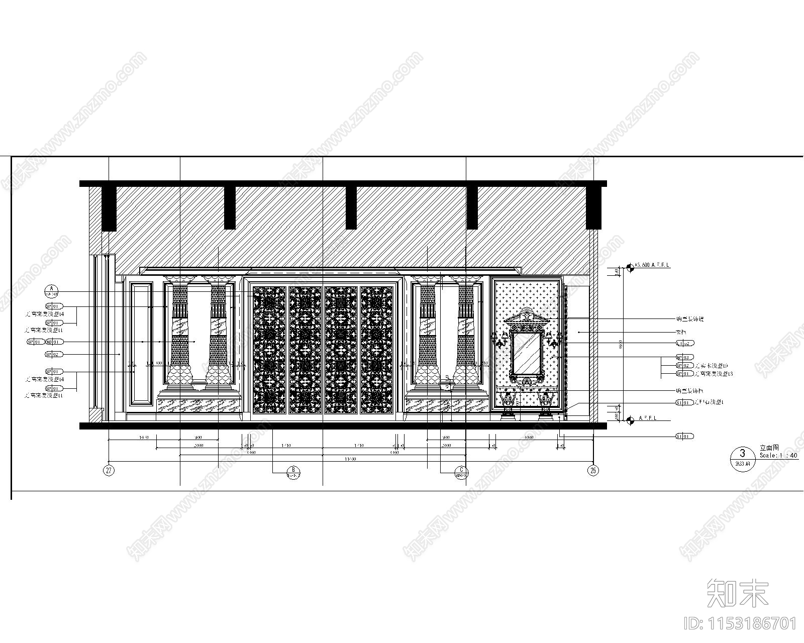 西餐厅室内cad施工图下载【ID:1153186701】