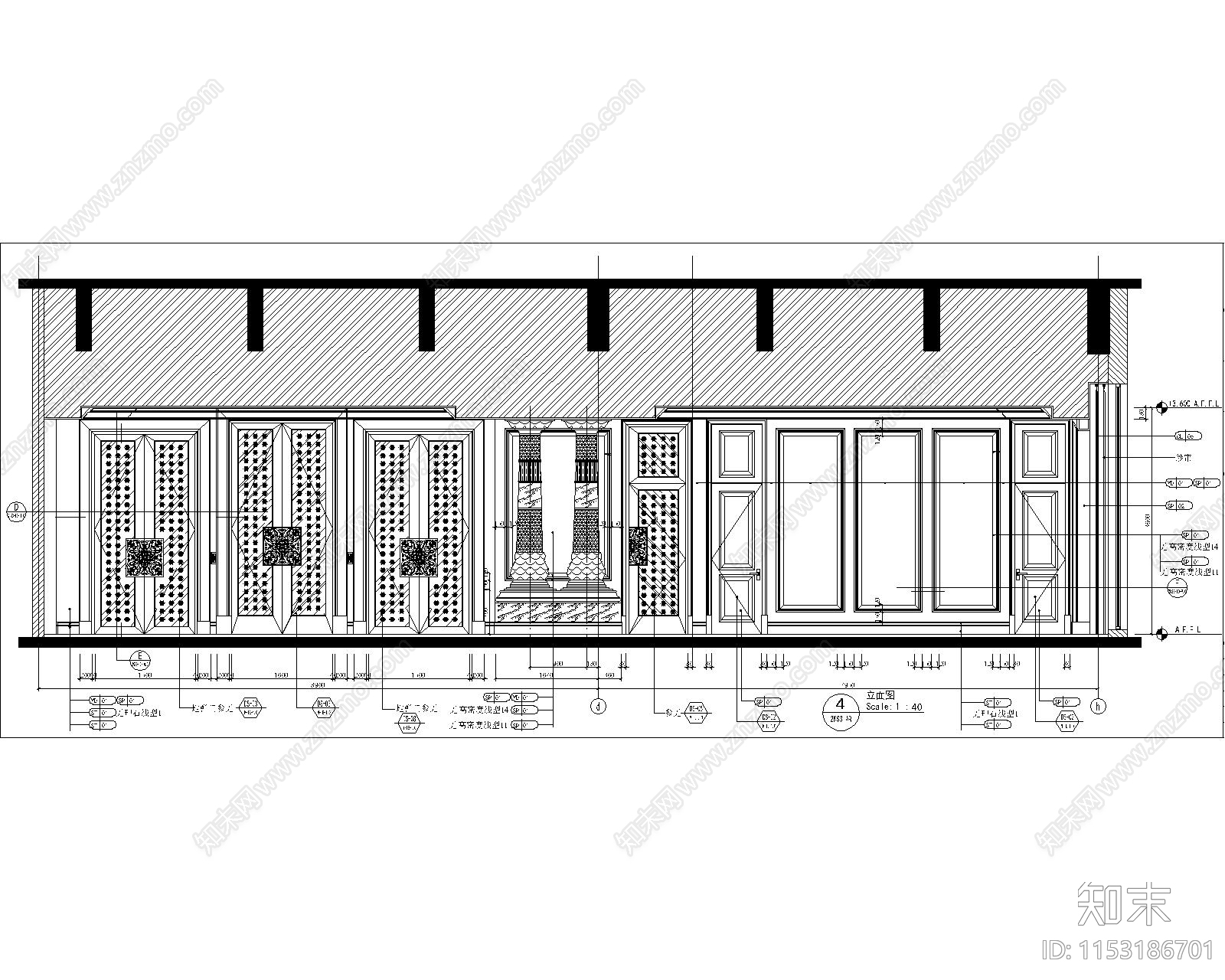 西餐厅室内cad施工图下载【ID:1153186701】