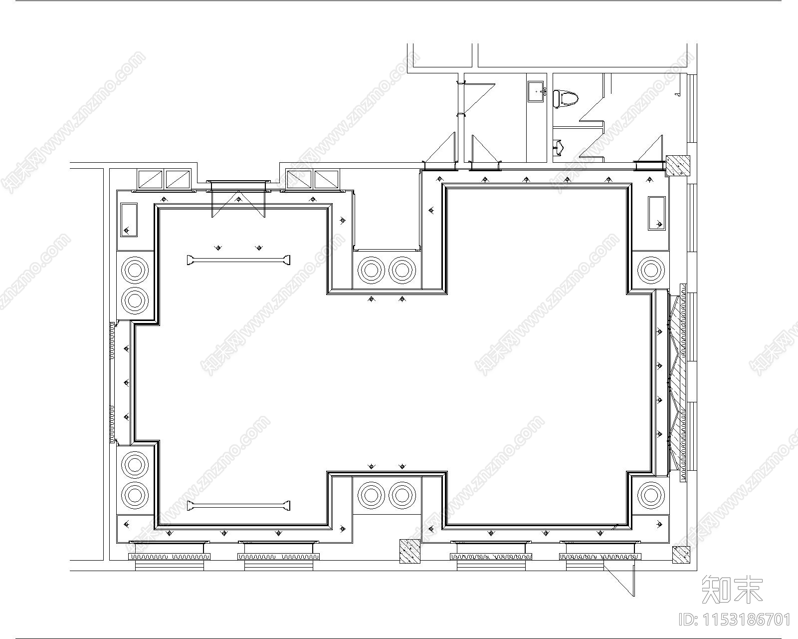 西餐厅室内cad施工图下载【ID:1153186701】