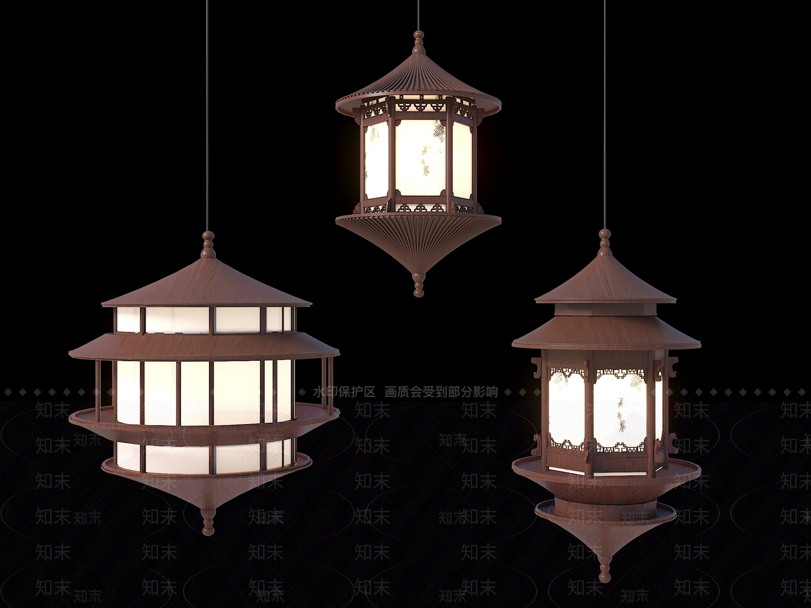 中式吊灯3D模型下载【ID:1153186860】