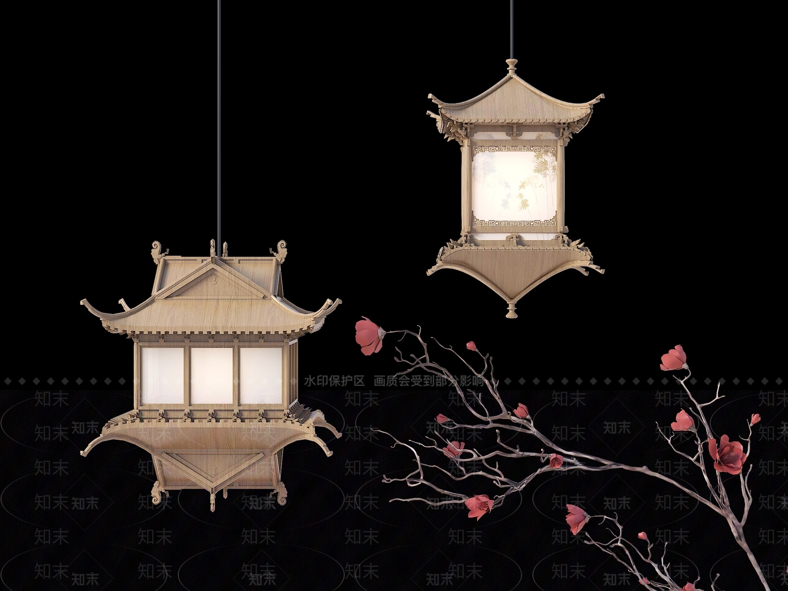 中式吊灯3D模型下载【ID:1153186973】