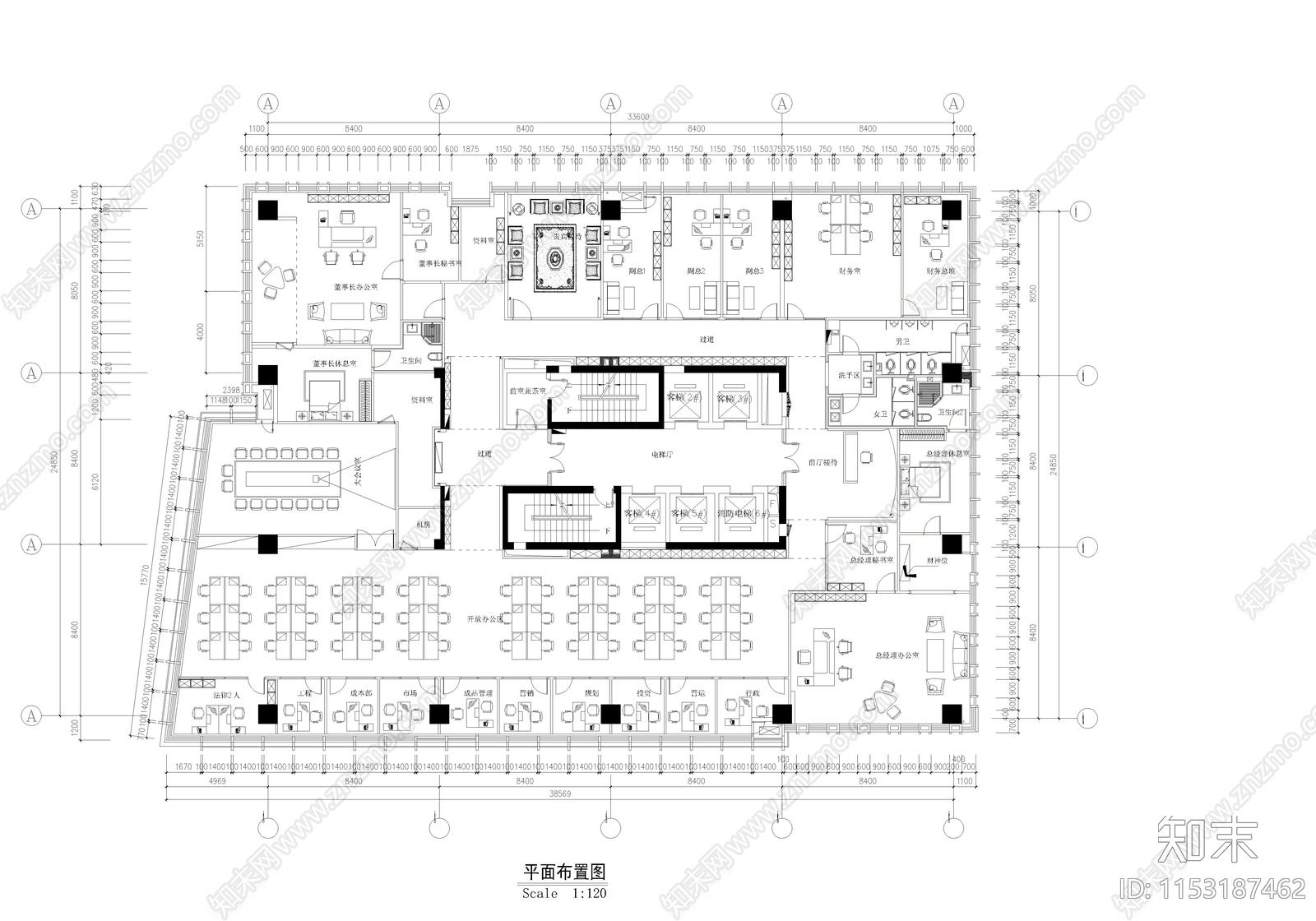 办公空间室内cad施工图下载【ID:1153187462】