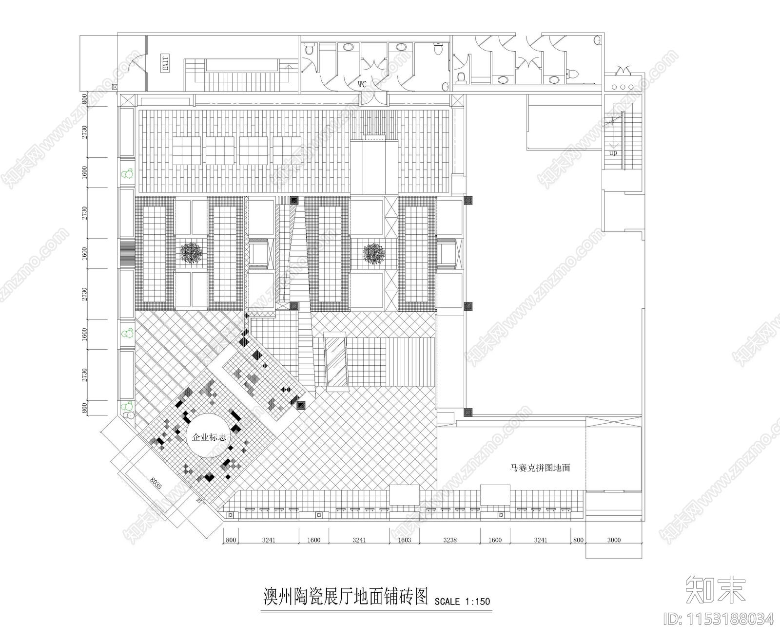 陶瓷展厅室内cad施工图下载【ID:1153188034】